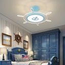 Kids Semi Flush Light Cartoon Rudder Shaped Flush Mount for Bedroom
