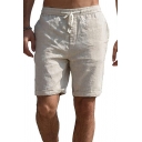 Men Classic Shorts Plain Elastic Waist Drawstring Shorts with Pocket