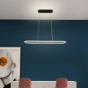 1-Light Pendant Lighting Minimal Style Oval Shape Metal Chandelier Lighting Fixtures