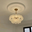 Drum Glass Hanging Pendant Lights Tradional Style Ceiling Chandelier for Living Room