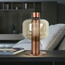 Drum Glass Night Table Lamps Metal Contemporary Minimalism Table Lamp for Bedroom