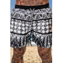 Guy's Modern Shorts 3D Tribal Pattern Drawstring Waist Regular Fitted Pocket Shorts