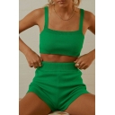 Fancy Womens Co-ords Color Block Strap Camis Square Neck with Shorts Two Piece Set