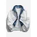 Freestyle Men Jacket Color-blocking Long Sleeve Spread Collar Pocket Zip Placket Jacket
