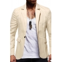 Urban Blazer Plain Lapel Collar Slimming Single Button Flap Pocket Blazer for Men