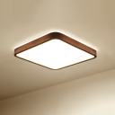 Modern Minimalist Chinese Style Ceiling Lamp LED Wooden Flushmount Light for Bedroom