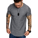 Boys Leisure T-Shirt Whole Colored Crew Neck Short Sleeves Slim Fitted T-Shirt