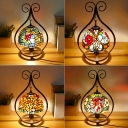 Vintage Table Lamp Single Head Tiffany-Style Stained Art Glass Table Lighting