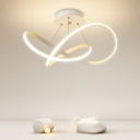 Modern Style Spiral Flush-Mount Light Fixture Metal 2-Lights Flush Light in White