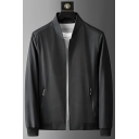 Modern Guys Jacket Contrast Line Long Sleeve Stand Collar Regular Zipper Baseball Jacket