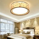 5 Lights Square Cube Flush Ceiling Lights Traditional Style Fabric Flush Mount Light in Beige