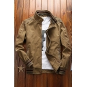 Novelty Guys Jacket Contrast Line Long Sleeve Stand Collar Fitted Pocket Zip down Jacket