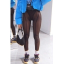 Sexy Womens Leggings Plain Sheer Hight Waist Slim Fitted Workout Leggings