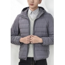 Casual Parka Coat Plain Hooded Full Zipper Front Pocket Parka Coat Coat for Men