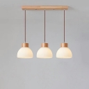 Modern Style Wooden Pendant Lighting White Glass Hanging Lamp for Dining Room