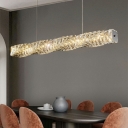 Crystal Linear Island Lighting Fixtures Modern Minimalism Chandelier Light Fixture for Dinning Room