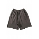 Boy's Casual Shorts Solid Color Zip Pocket Relaxed Mid Rise Elastic Waist Shorts