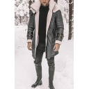 Freestyle Leather Fur Jacket Solid Stand Collar Full Zipper Leather Fur Jacket for Men