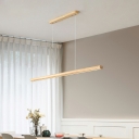 1-Light Island Pendants Contemporary Style Linear Shape Wood Chandelier Lighting
