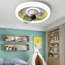 Contemporary Style Round Shape Flush Mount Fan Lamps Acrylic Led Flush Mount for Bedroom Remote Control Stepless Dimming