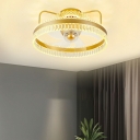 Led Flush Fan Light Kid's Room Style Acrylic Semi Flush Light for Living Room