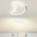 1-Light Flush Mount Light Kids Style Moon Shape Metal Close To Ceiling Chandelier