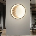 Round Shape Wall Sconce Lighting LED Resin Modern Wall Lighting in Black-White