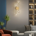 Modern Copper Wall Lamp Light Luxury Crystal Wall Sconce for Bedroom