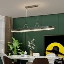 1-Light Island Ceiling Light Minimal Style Oval Shape Metal Chandelier Lighting Fixtures
