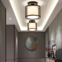 Traditional Flush Mount Light 1-Head Fabric Shade Flush Mount Ceiling Lighting Fixture