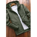 Guy's Street Style Jacket Plain Long Sleeve Hooded Pocket Detail Fitted Zip Placket Jacket
