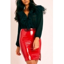 Ladies Original Skirt Whole Colored High Waist Mini Bodycon Leather Skirt