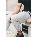 Men Trendy Pants Solid Color Elastic Waist Ankle Length Pants