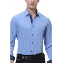 Original Men's Shirt Polka Dots Print Long Sleeves Slim Turn-down Collar Button Fly Shirt
