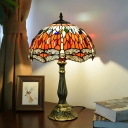 Red Table Lamp Dragonfly Multicolored Stained Glass Nightstand Lamp
