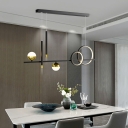 Contemporary Island Chandelier Lights Minimalism LED Linear Hanging Light Fixtures for Dinning Room
