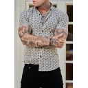 Edgy Shirts All over Printed Button up Short Sleeves Shirts for Men