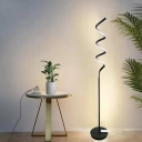 Modern Style Swirly Nightstand Lamp Metal 1-Light Floor Lamp in White