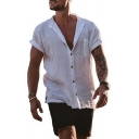 Fashion Shirt Whole Colored Chest Pocket Long Sleeve Spread Collar Button Up Shirt for Men
