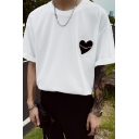 Cool T-shirt Heart Pattern Short Sleeve Crew Neck Fitted Tee Shirt for Men