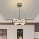 Grey Rounded Hanging Chandelier Modern Style Crystal 1 Light Chandelier Light