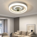 Round Shape Ceiling Fan LED with Acrylic Shade Contemporary Fan Lighting
