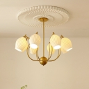 Gold Metal Chandelier Lamp White ceramic Shade Chandelier Light for Living Room
