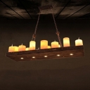 Industrial Pendant Lighting 21 Bulbs Candles Island Lighting Fixtures in Wood