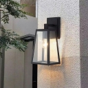 Black Metal Wall Sconce Lighting 1-Head with Clear Shade Wall Light