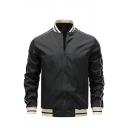 Boy's Hot Jacket Color Block Stand Collar Fitted Long Sleeves Zip Closure Baseball Jacket