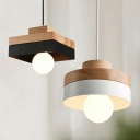 Wood Hanging Pendant Lights Modern Minimalism Down Lighting for Dinning Room