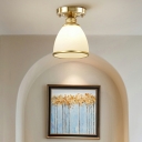 Traditional Dome Flush Mount Ceiling Light Fixtures Glass Panes Flush Mount Lamp