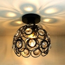 1 Light Crystal Modern Ceiling Light Cage Metal Ceiling Fixture for Stairs