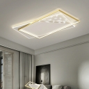 2 Light Contemporary Ceiling Light Rectangle Metal Feather Ceiling Fixture